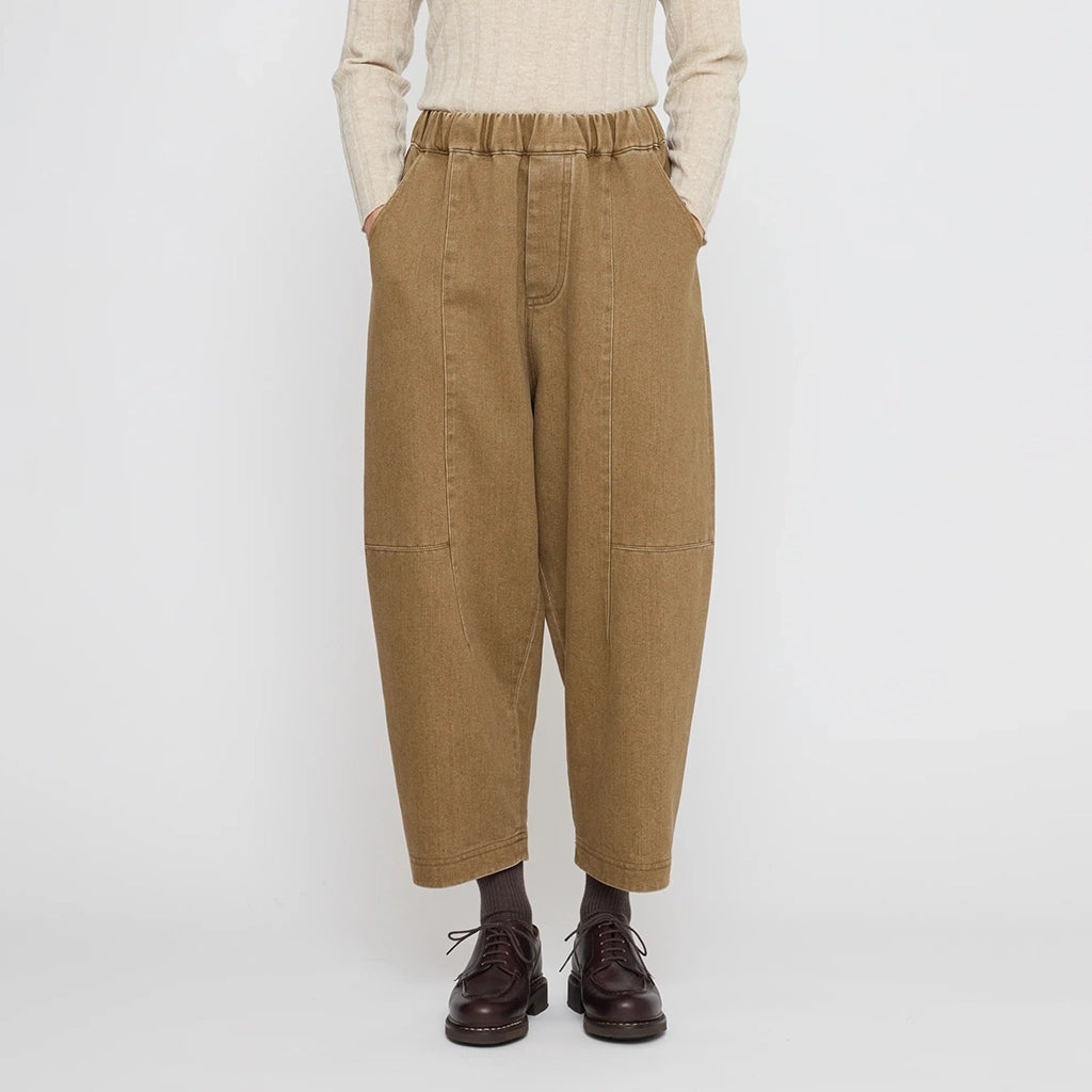 7115 By Szeki Unisex Elastic Panel Barrel Pants Washed Walnut Brown