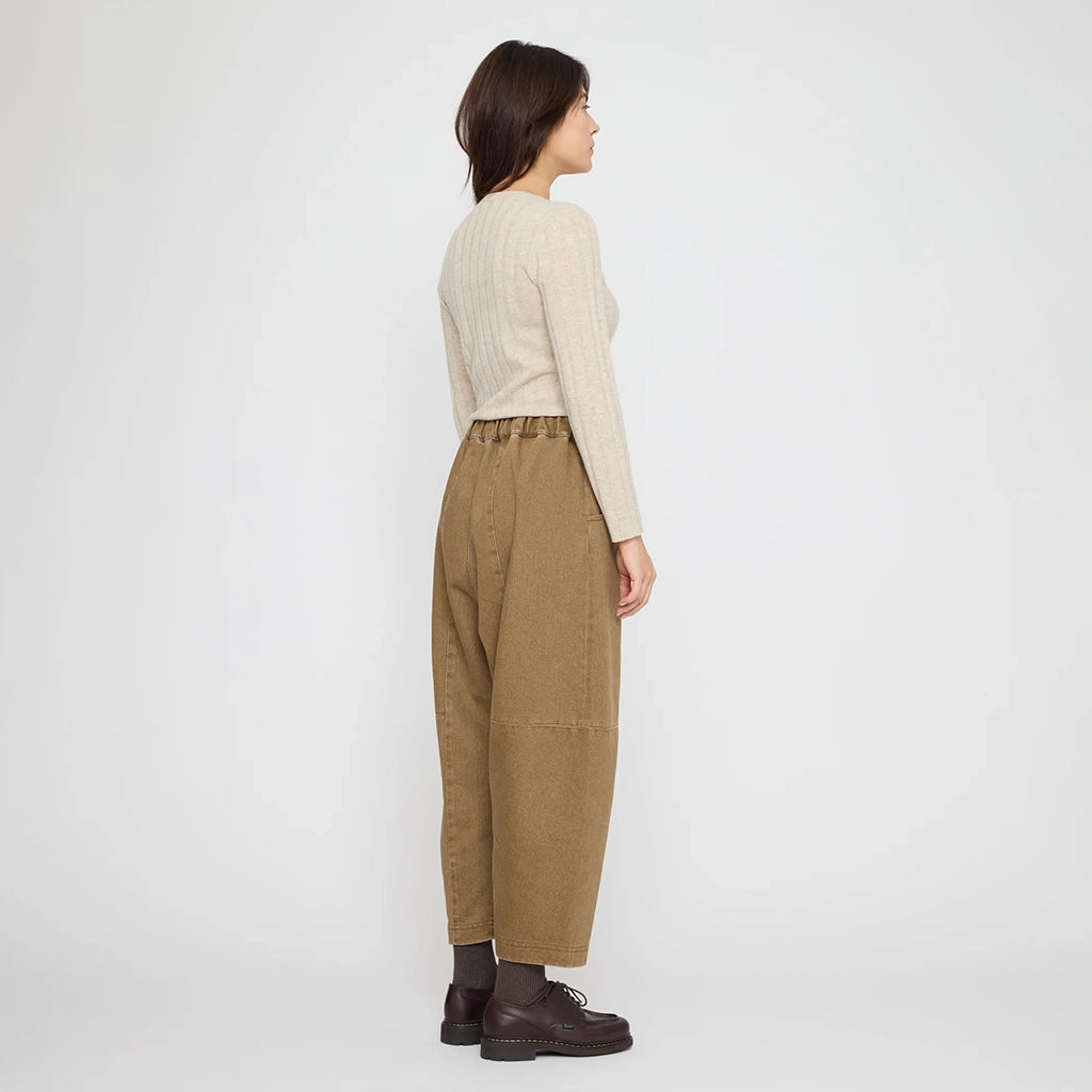 7115 By Szeki Unisex Elastic Panel Barrel Pants Washed Walnut Brown