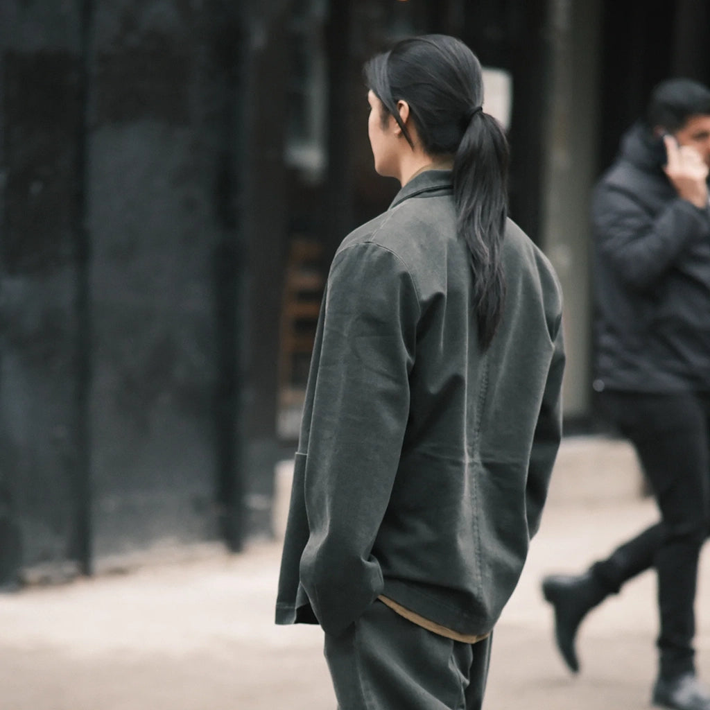 7115 By Szeki Unisex Open Short Coat Washed Black