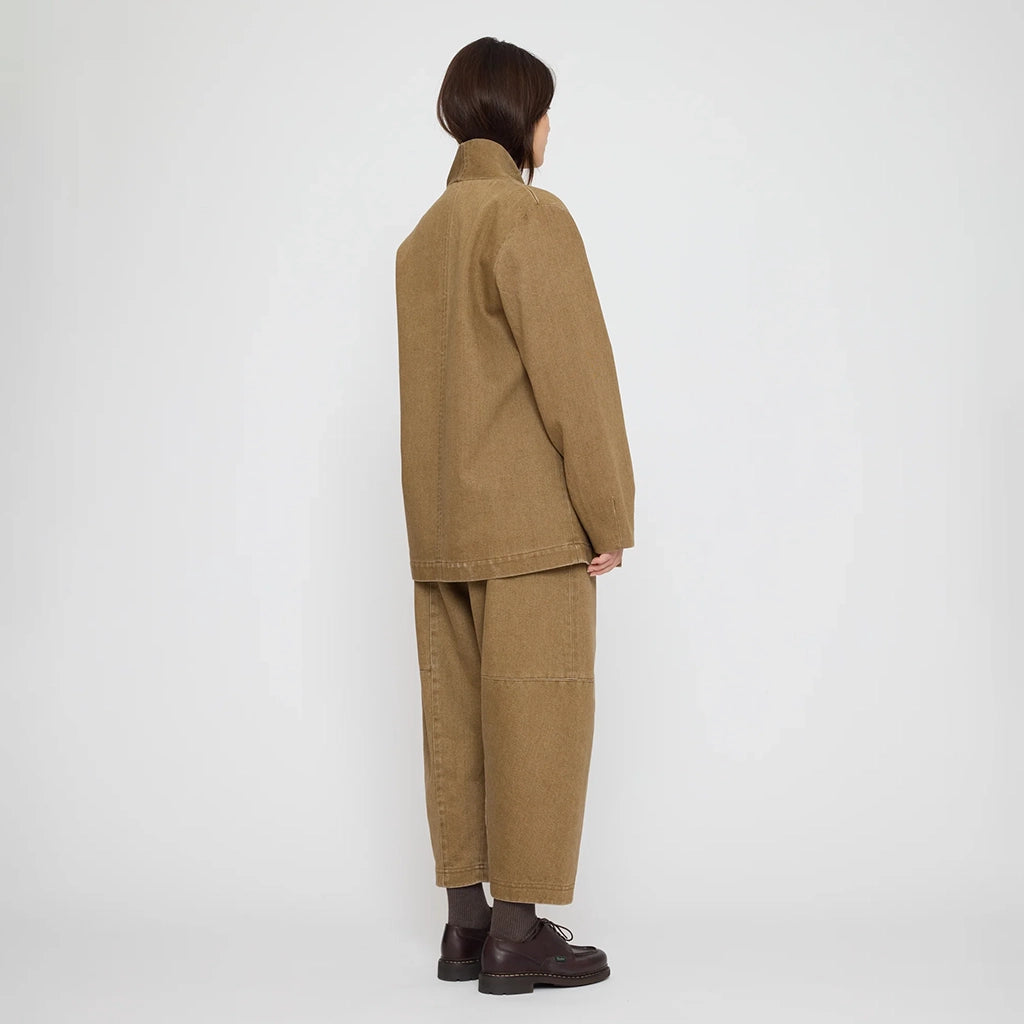 7115 By Szeki Unisex Open Short Coat Washed Walnut Brown