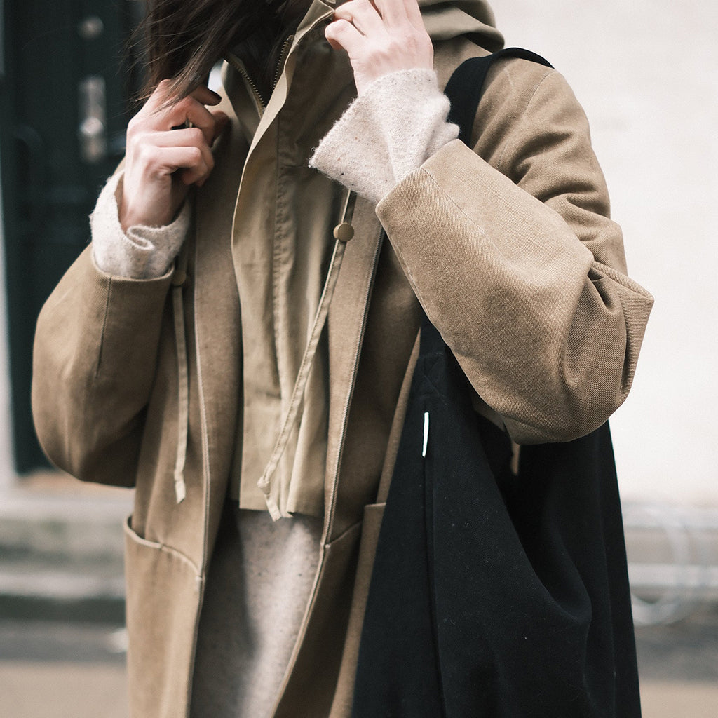 7115 By Szeki Unisex Open Short Coat Washed Walnut Brown