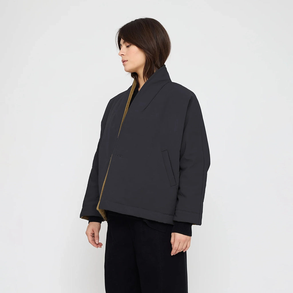 7115 By Szeki Unisex Reversible Padded Blazer Charcoal Grey And Tan