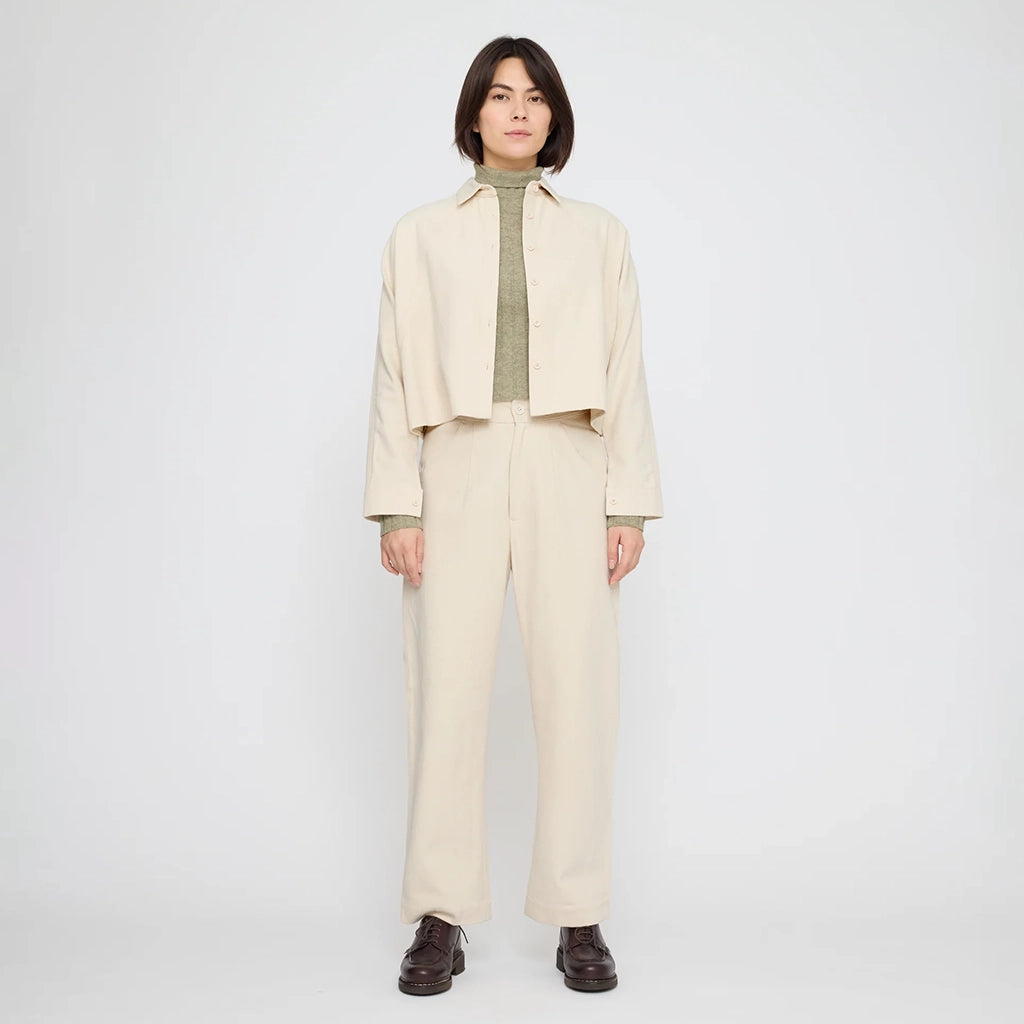 7115 By Szeki Woman Signature 3/4 Cropped Shirt Jacket Off-White