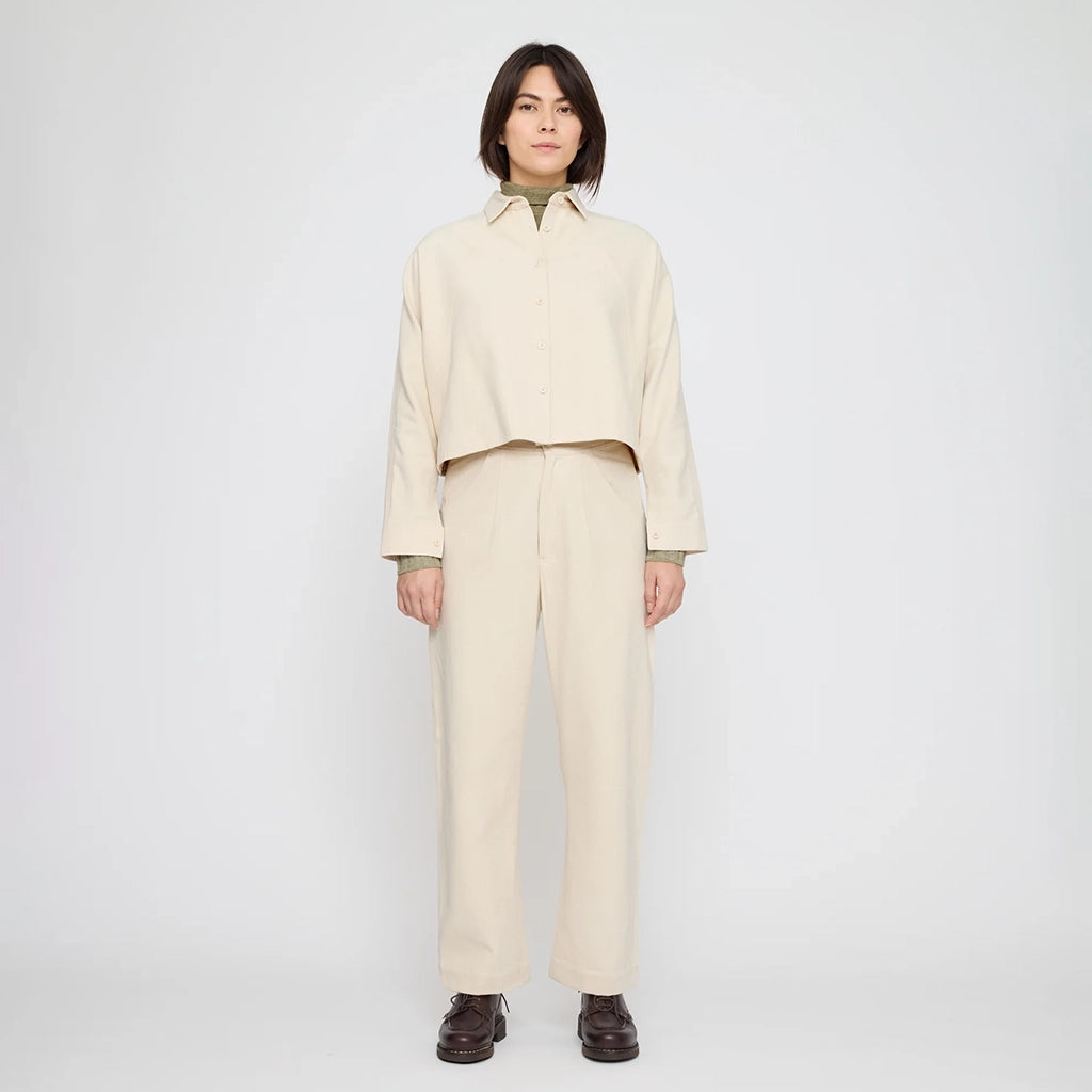 7115 By Szeki Woman Signature 3/4 Cropped Shirt Jacket Off-White