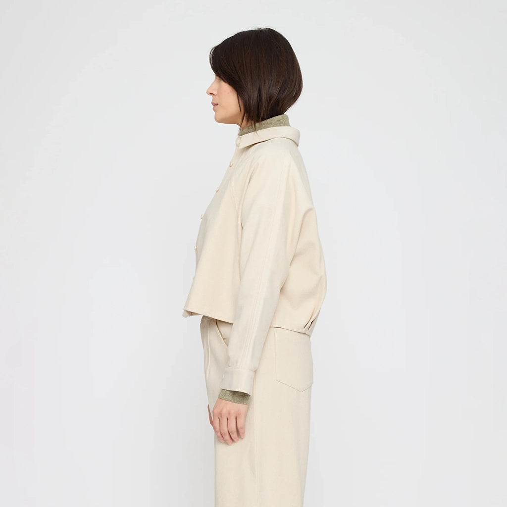 7115 By Szeki Woman Signature 3/4 Cropped Shirt Jacket Off-White