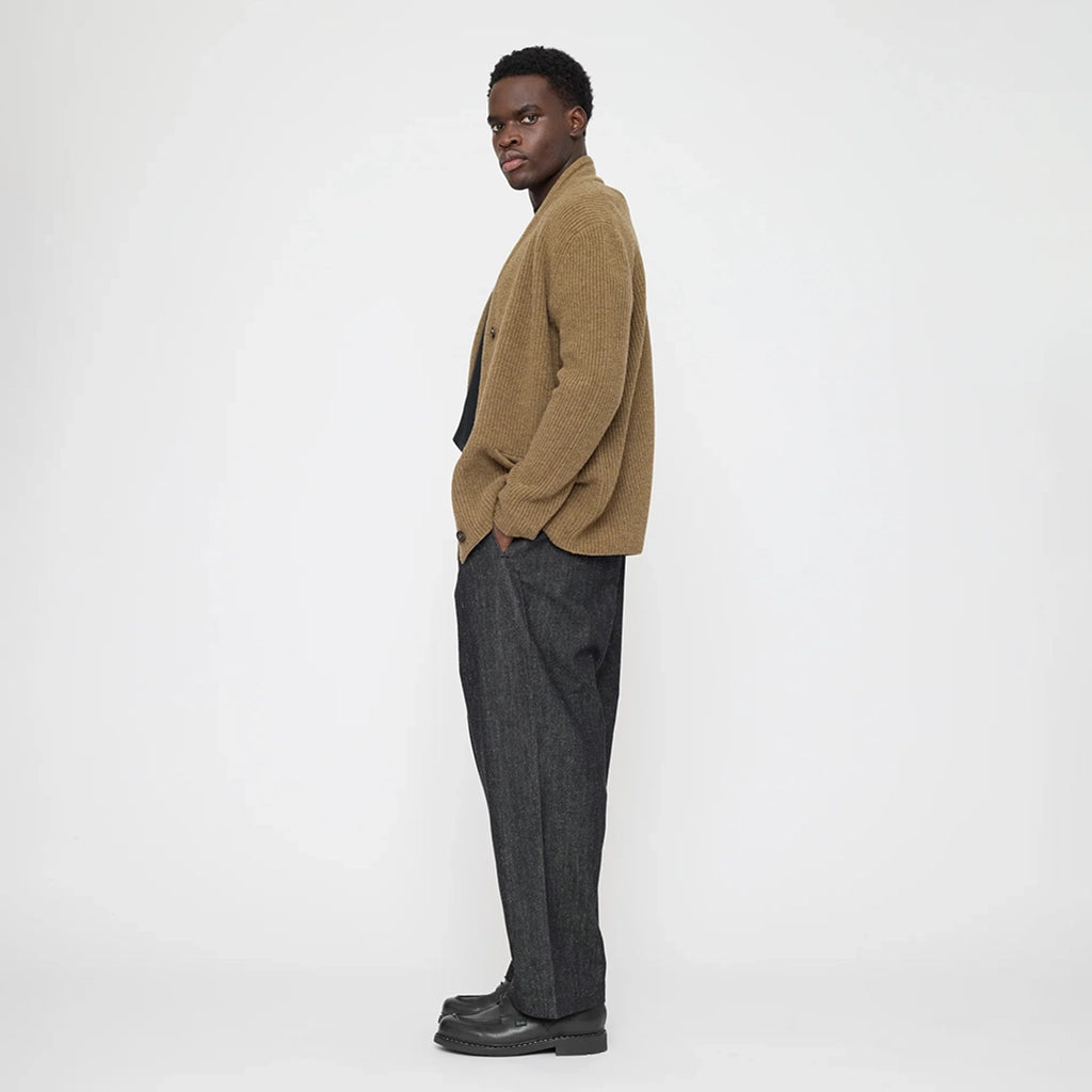 7115 By Szeki Unisex Pocket Ribbed Cardigan Toffee Brown