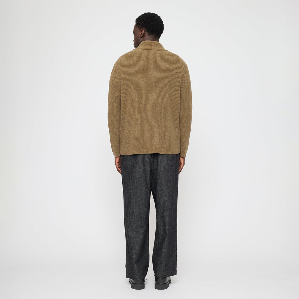 7115 By Szeki Unisex Pocket Ribbed Cardigan Toffee Brown