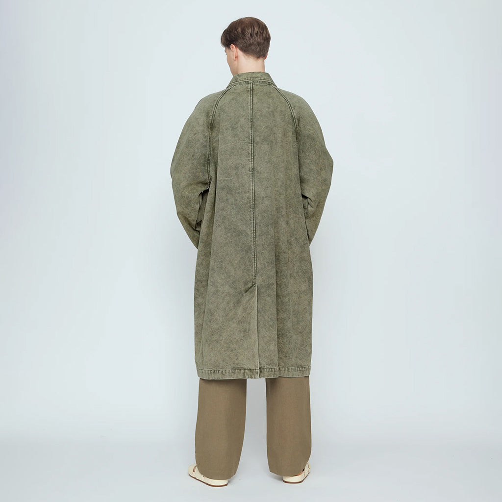 7115 By Szeki Unisex Fall Duster Coat Spotted Washed Tan Beige