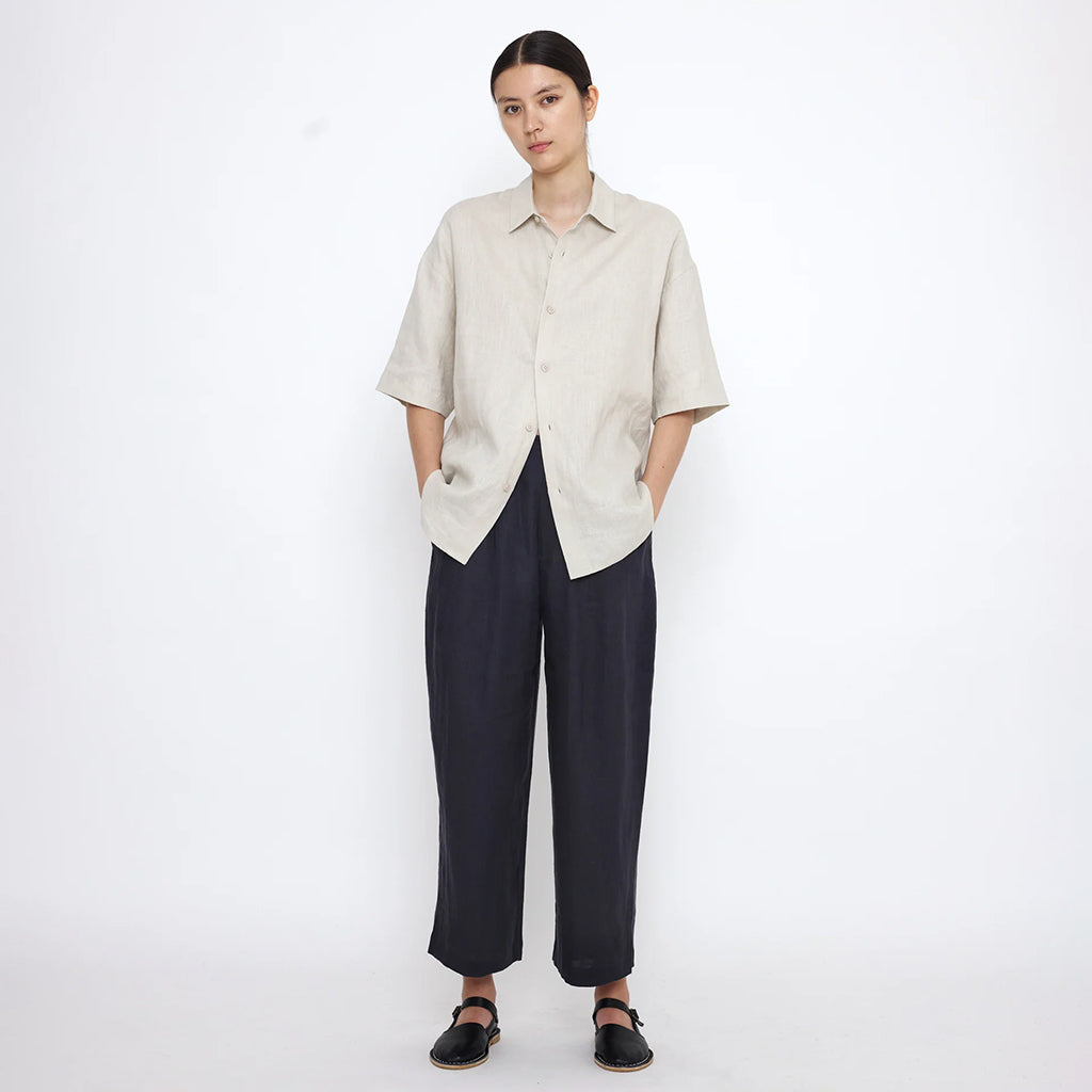 7115 By Szeki Unisex Linen Oversized Shirt Sand Beige