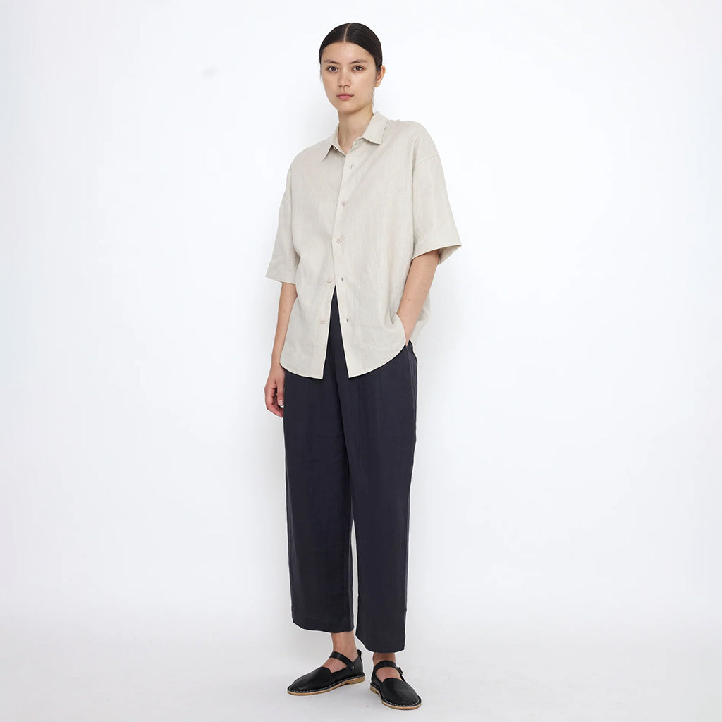 7115 By Szeki Unisex Linen Oversized Shirt Sand Beige