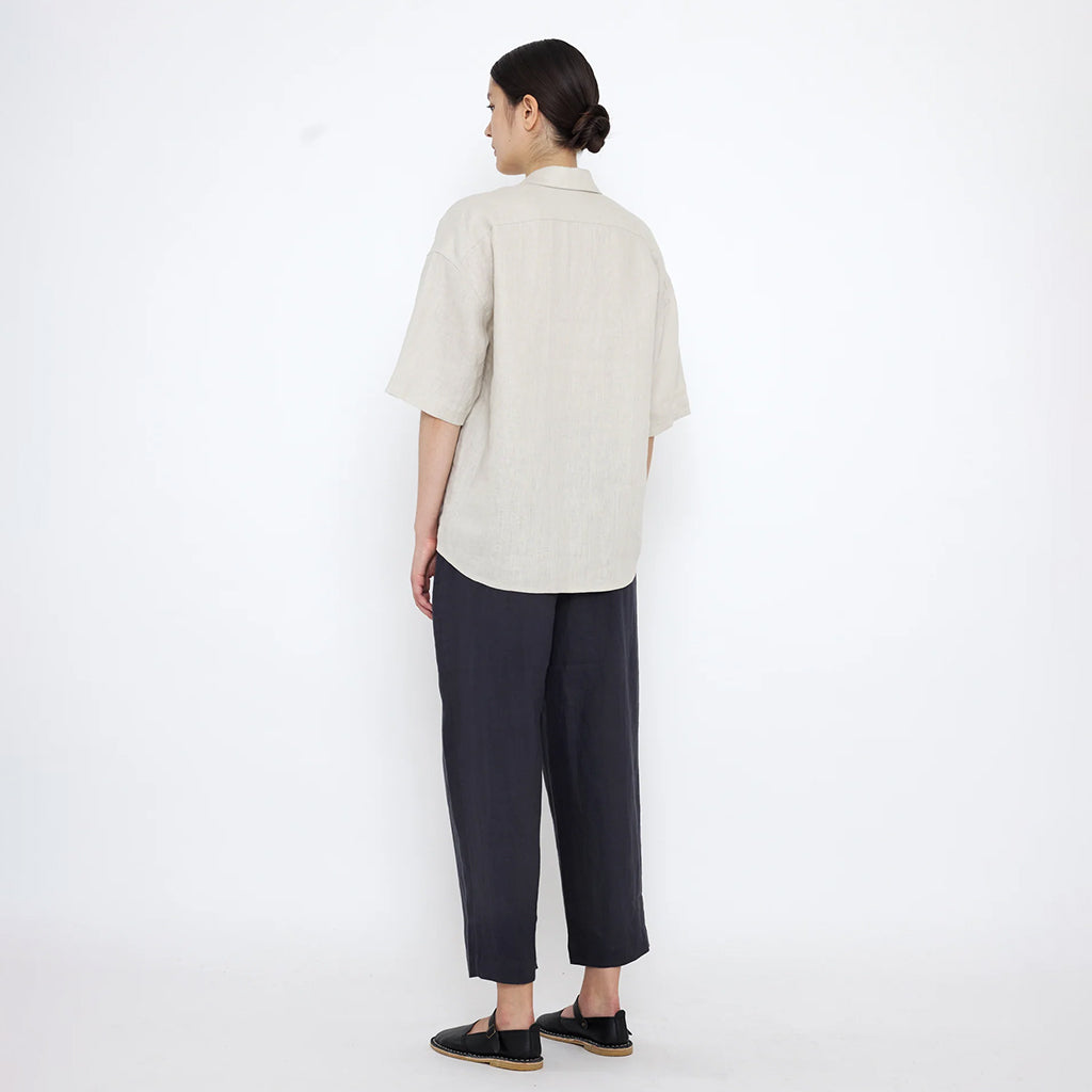 7115 By Szeki Unisex Linen Oversized Shirt Sand Beige