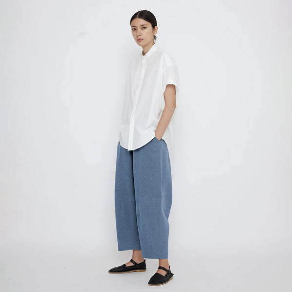shiiページ 7115 By Szeki Unisex Mandarin Cocoon Shirt Off-White