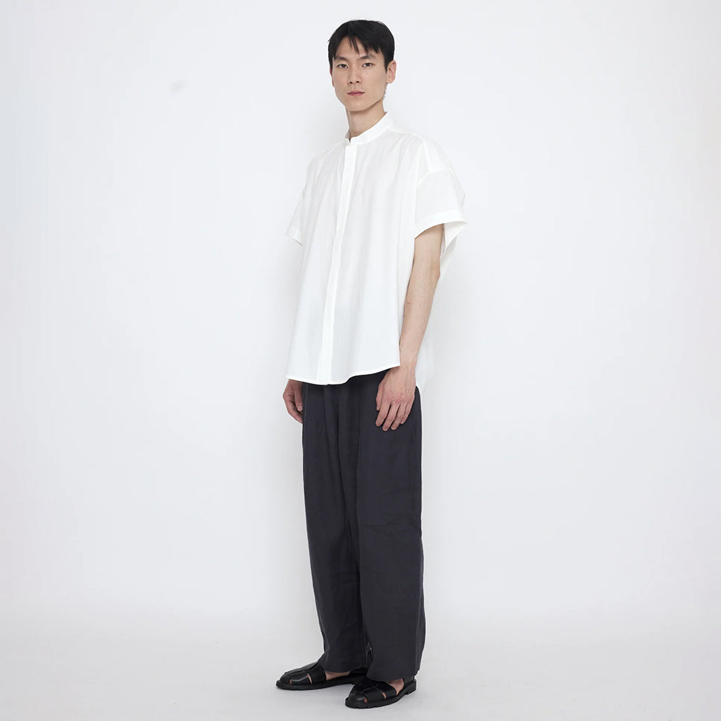 7115 By Szeki Unisex Mandarin Cocoon Shirt Off-White