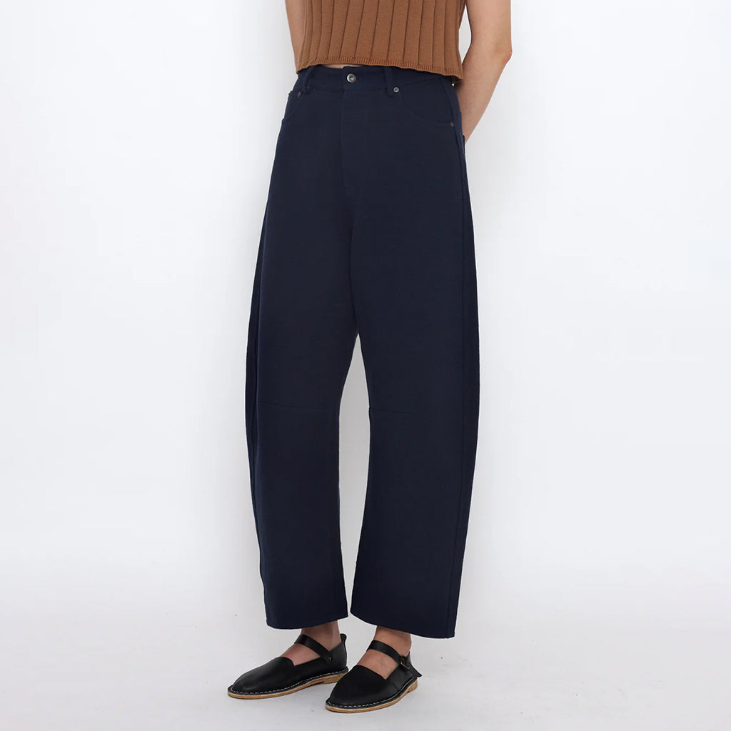 7115 By Szeki Unisex Relaxed Curve Legged Pants Navy Blue