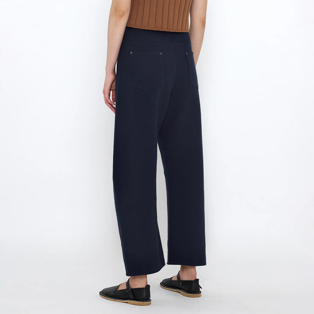 7115 By Szeki Unisex Relaxed Curve Legged Pants Navy Blue