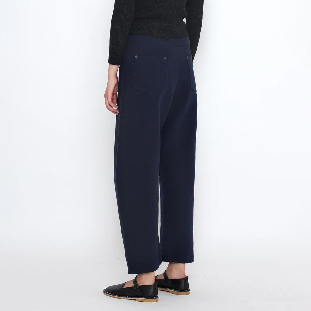 7115 By Szeki Unisex Relaxed Curve Legged Pants Navy Blue