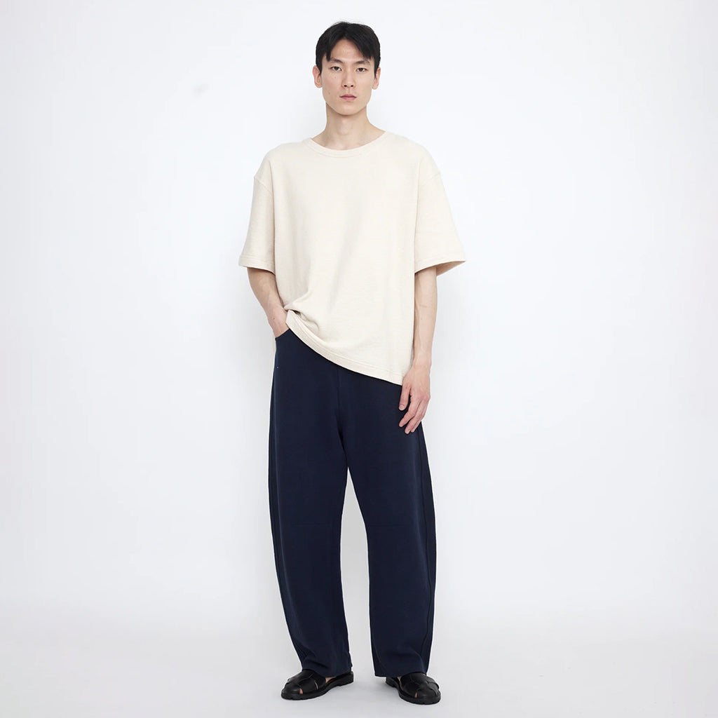 7115 By Szeki Unisex Relaxed Curve Legged Pants Navy Blue