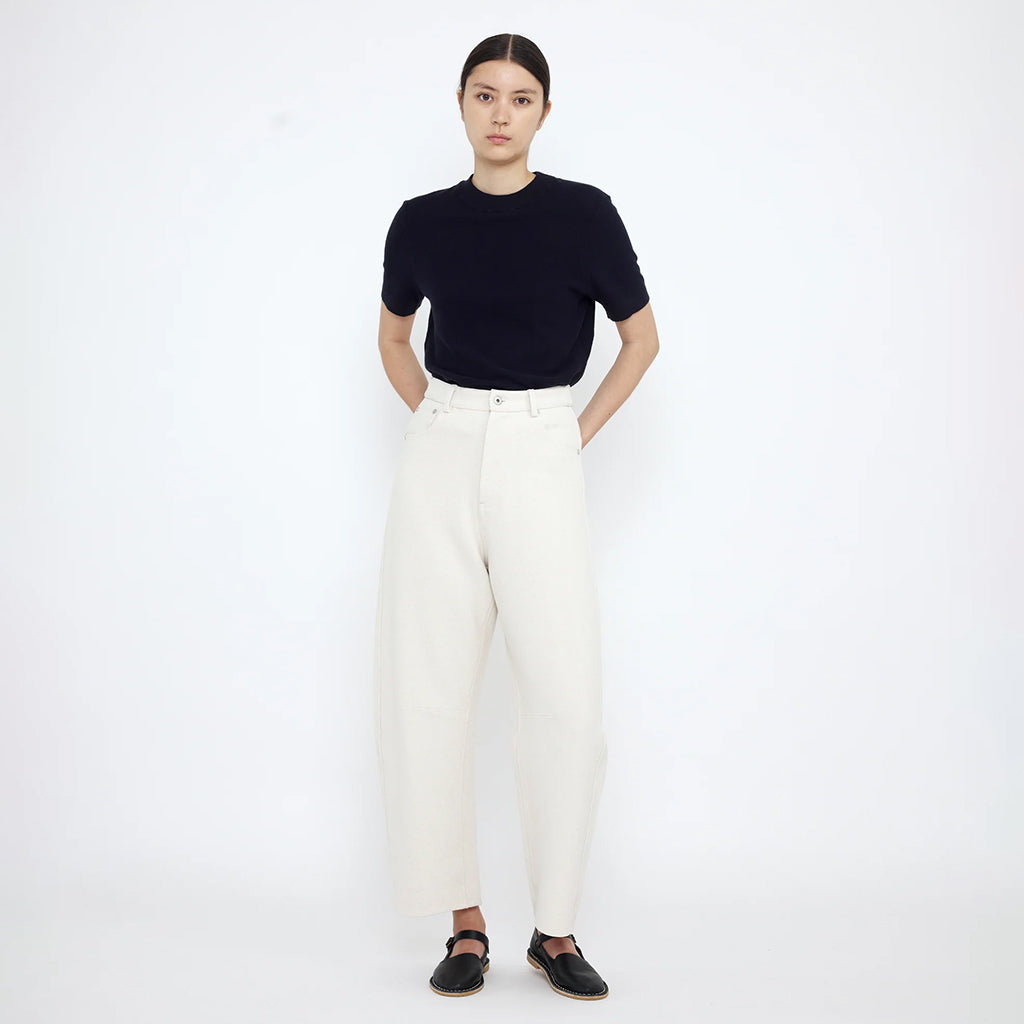 7115 By Szeki Unisex Relaxed Curve Legged Pants Off-White