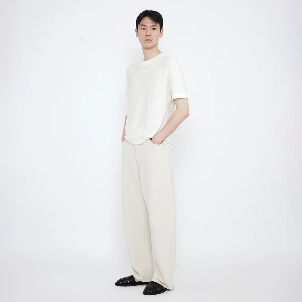 7115 By Szeki Unisex Relaxed Curve Legged Pants Off-White