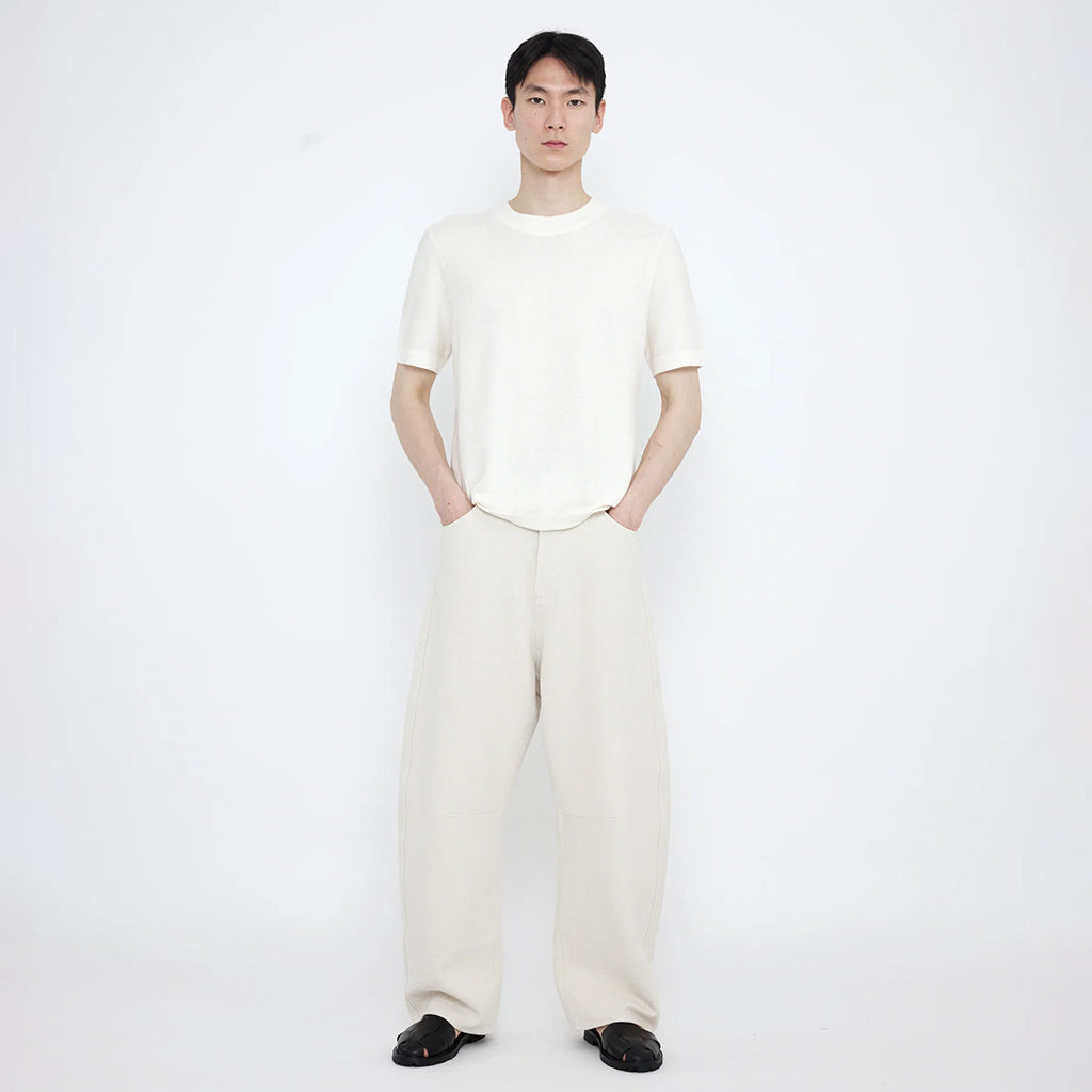 7115 By Szeki Unisex Relaxed Curve Legged Pants Off-White