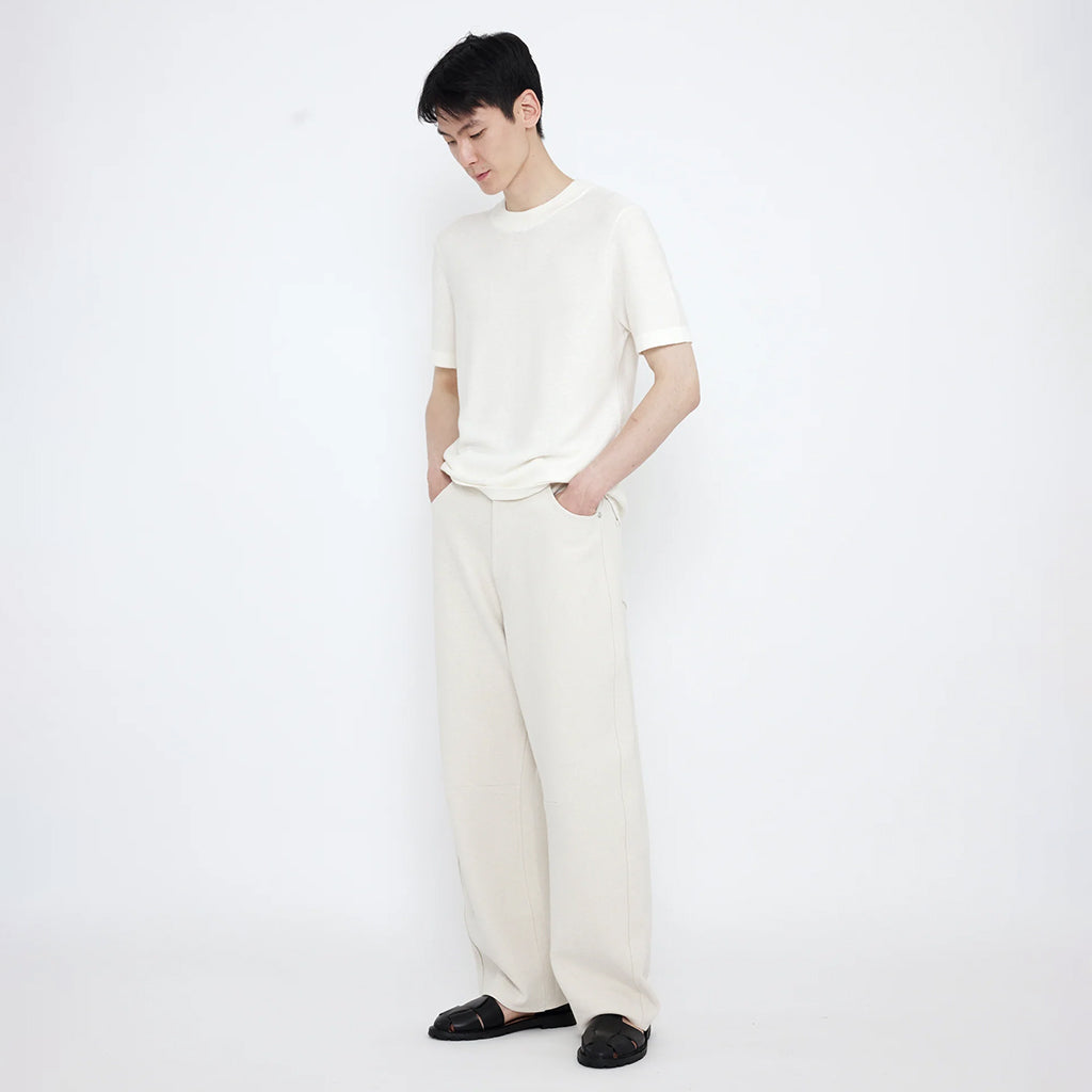 7115 By Szeki Unisex Relaxed Curve Legged Pants Off-White
