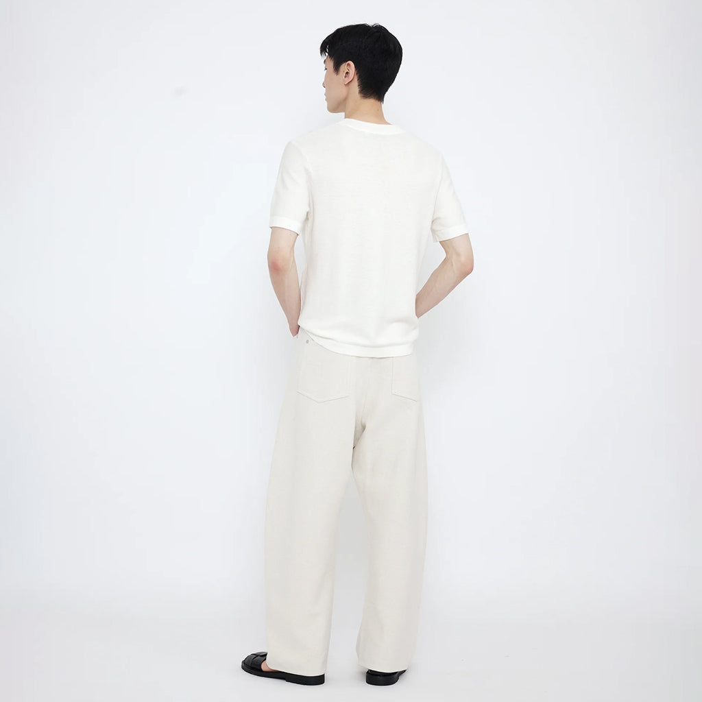 7115 By Szeki Unisex Relaxed Curve Legged Pants Off-White