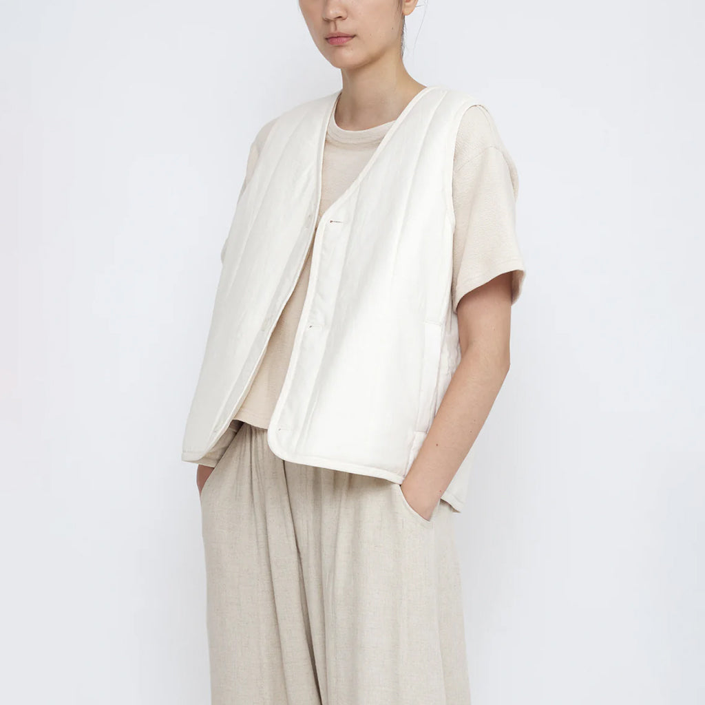 7115 By Szeki Unisex Reversible Quilted Vest Antique White