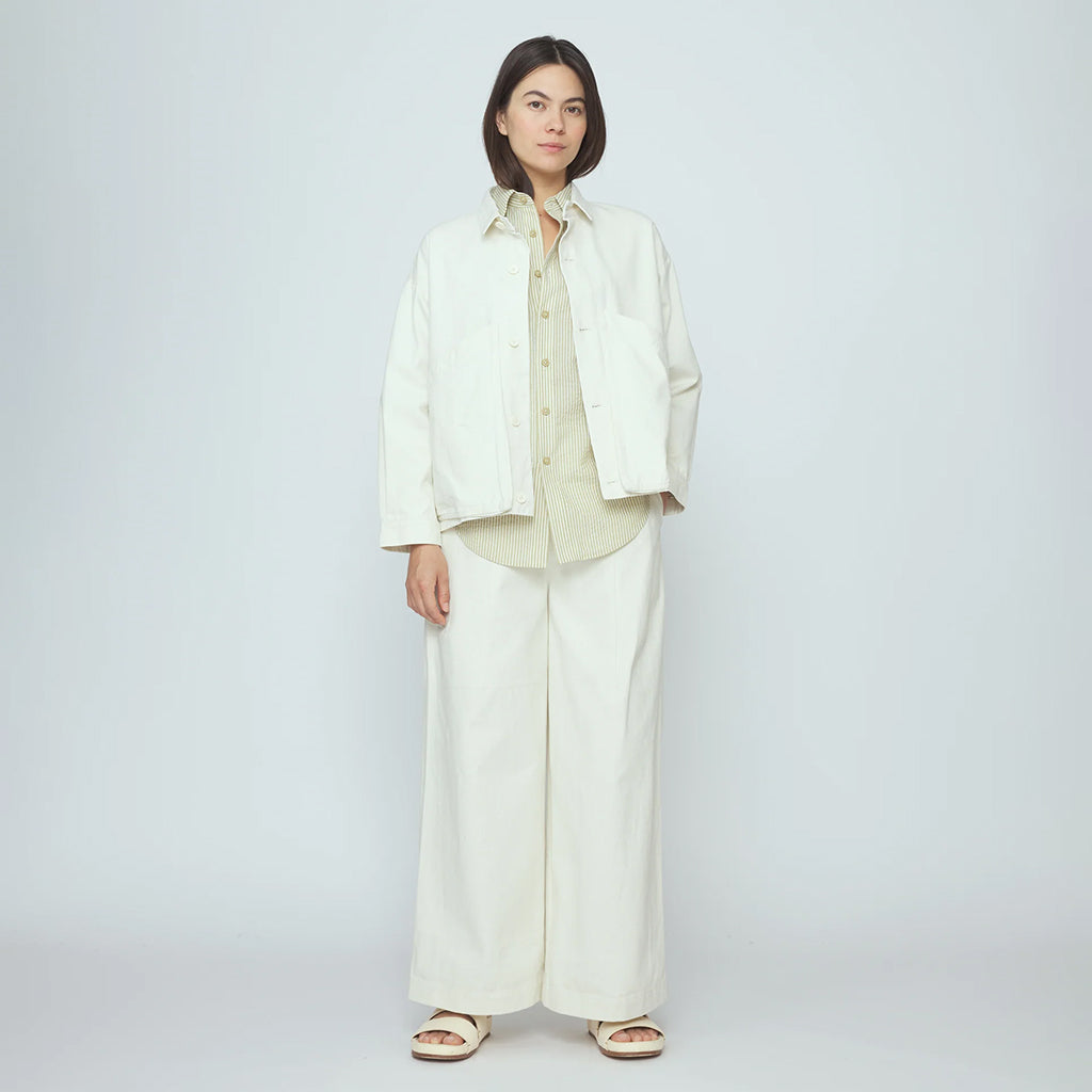 7115 By Szeki Unisex Signature Panel Pockets Jacket Pearl White