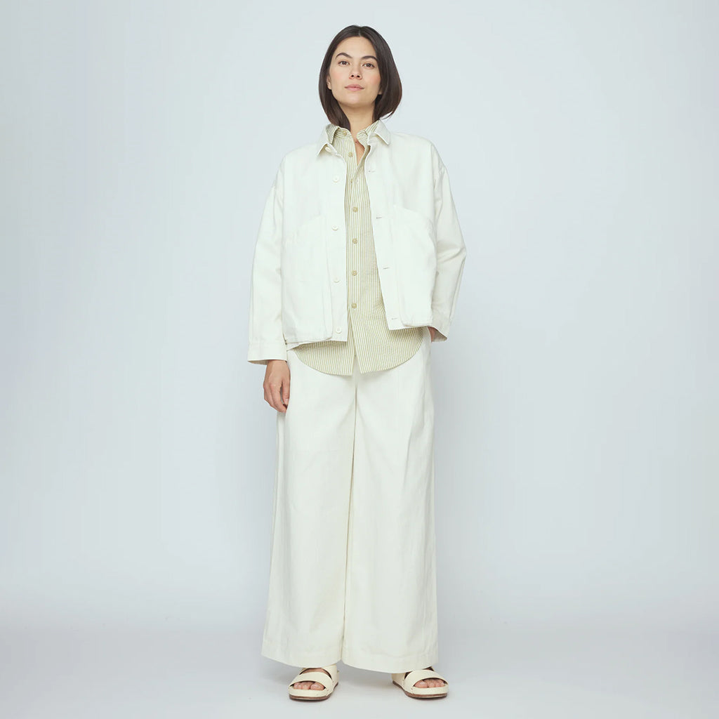 7115 By Szeki Unisex Signature Panel Pockets Jacket Pearl White