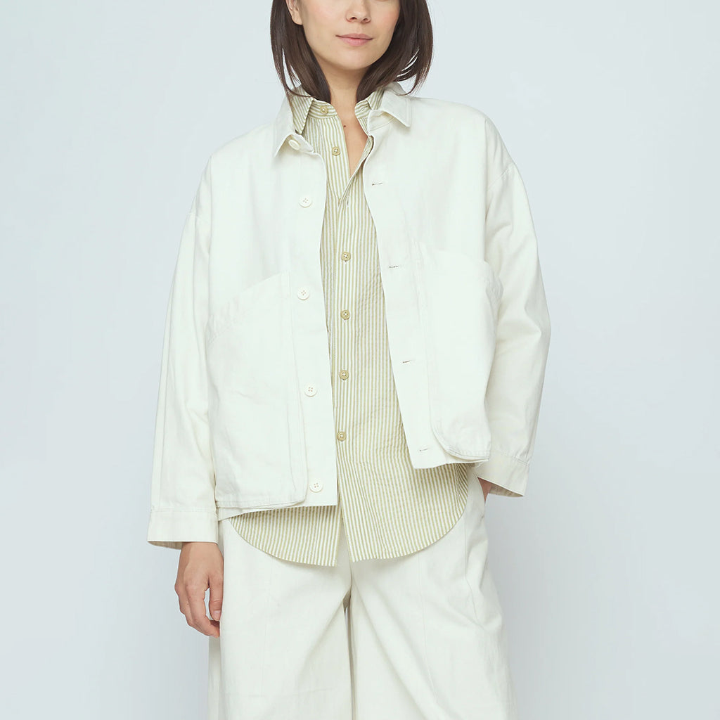 7115 By Szeki Unisex Signature Panel Pockets Jacket Pearl White