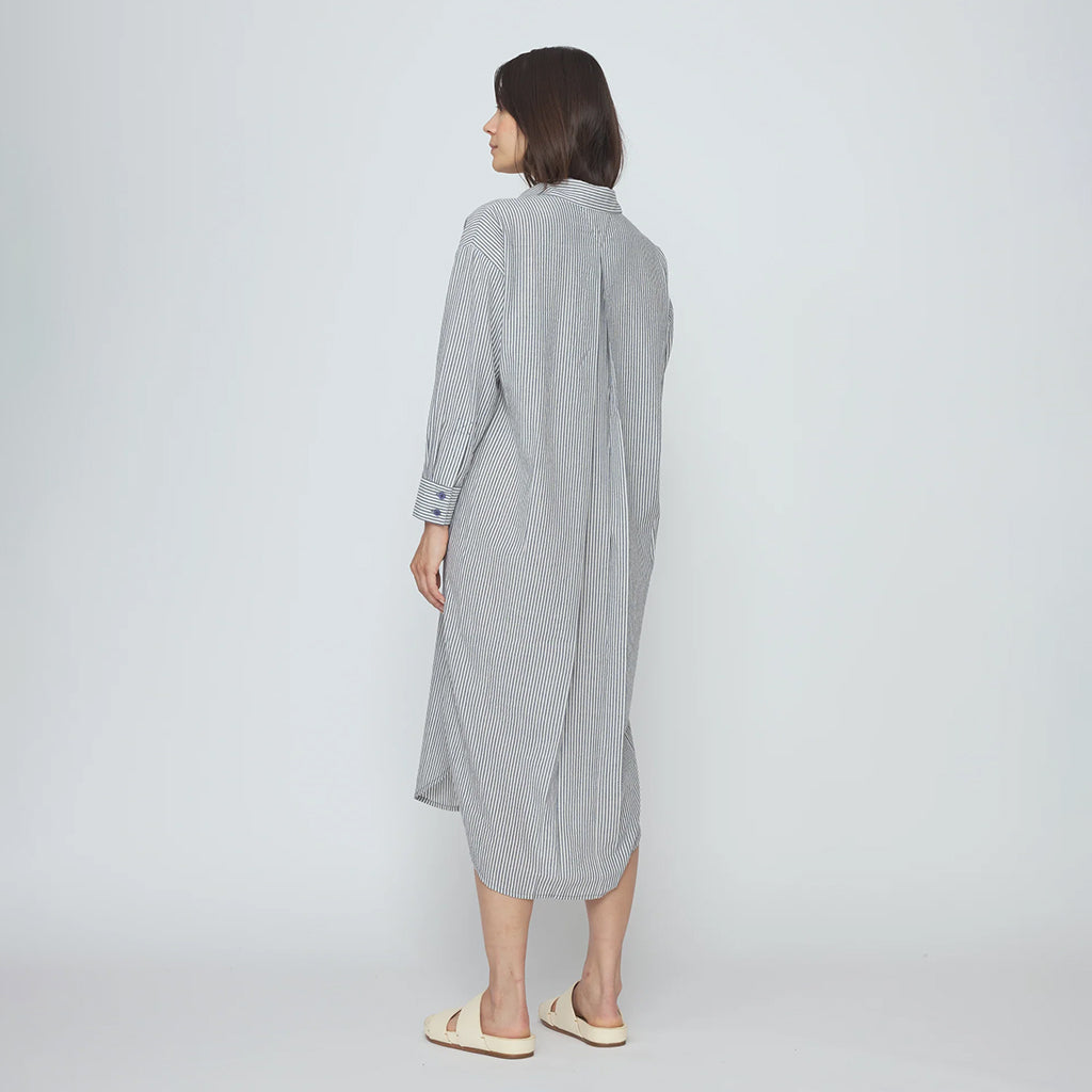 7115 By Szeki Woman Dolman Maxi Dress Navy Blue Stripes