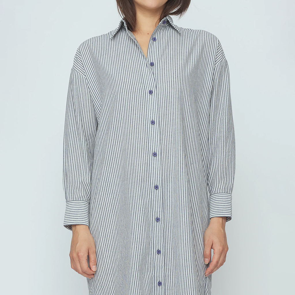 7115 By Szeki Woman Dolman Maxi Dress Navy Blue Stripes