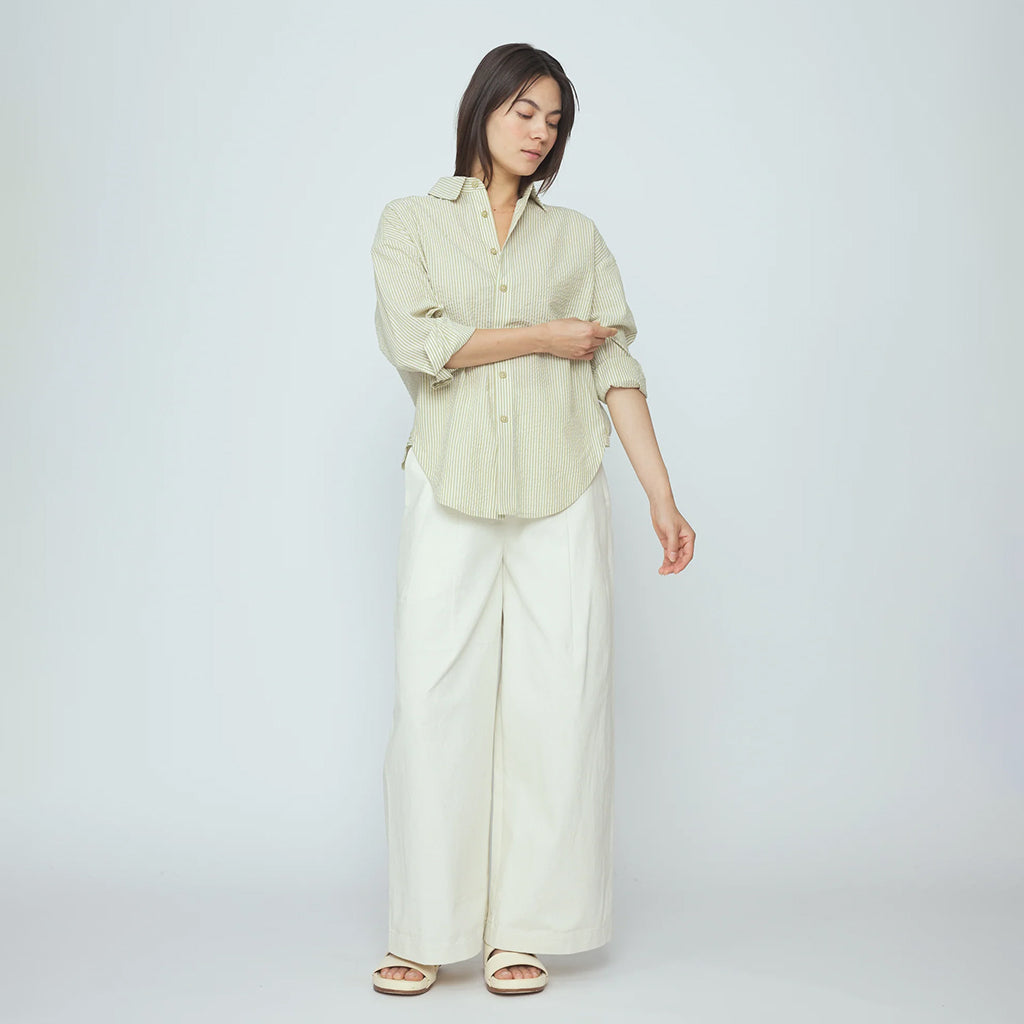 7115 By Szeki Woman Dolman Shirt Mustard Yellow Stripes