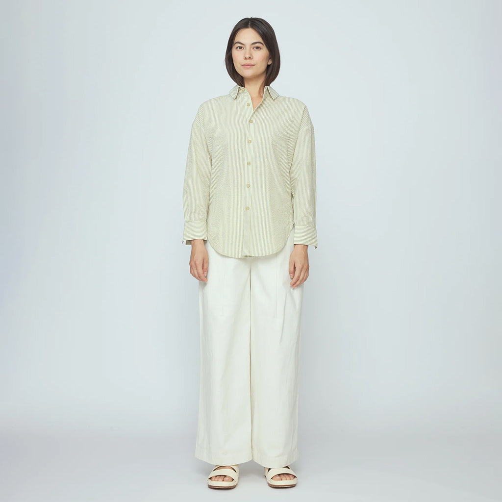 7115 By Szeki Woman Dolman Shirt Mustard Yellow Stripes