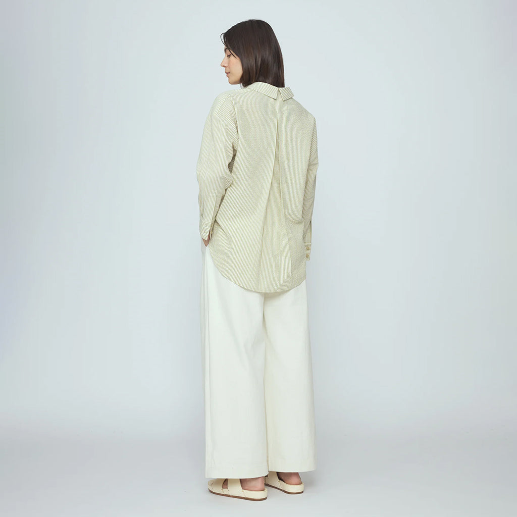7115 By Szeki Woman Dolman Shirt Mustard Yellow Stripes