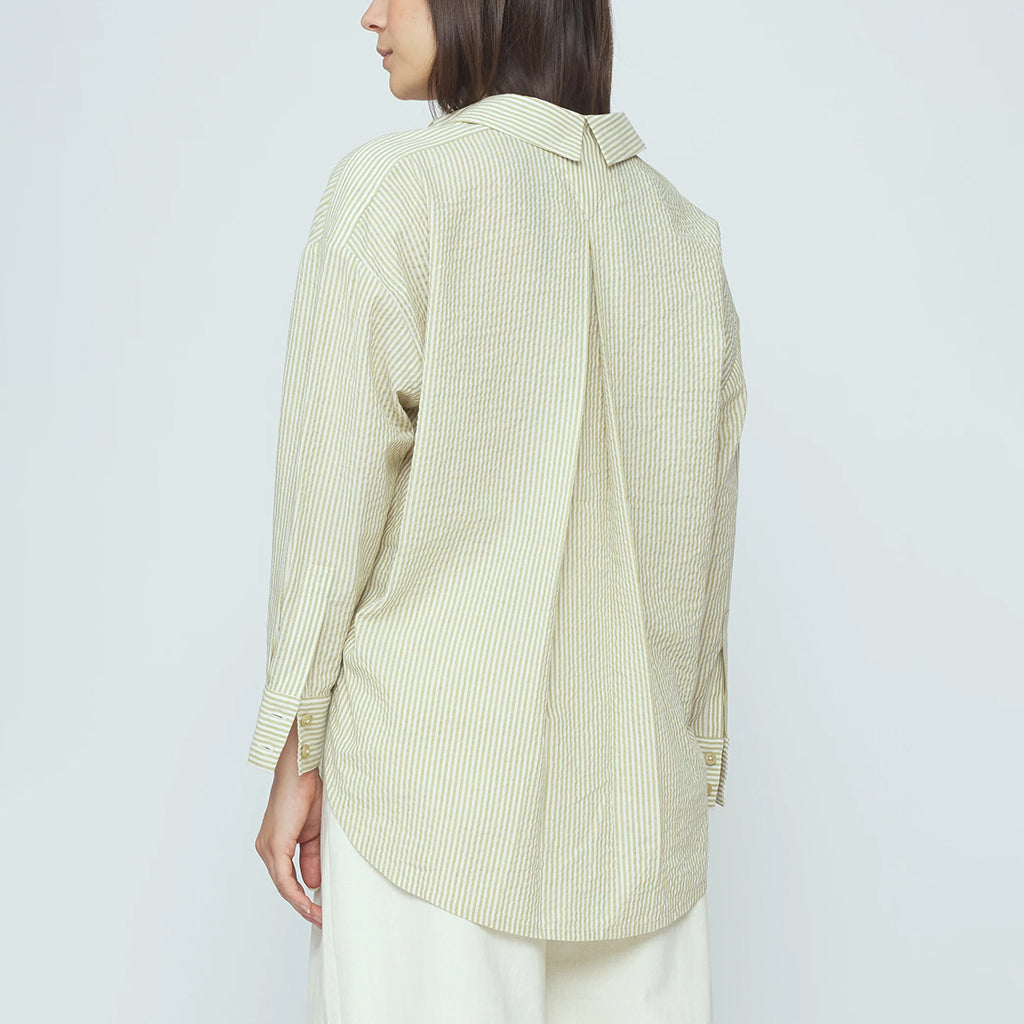 7115 By Szeki Woman Dolman Shirt Mustard Yellow Stripes