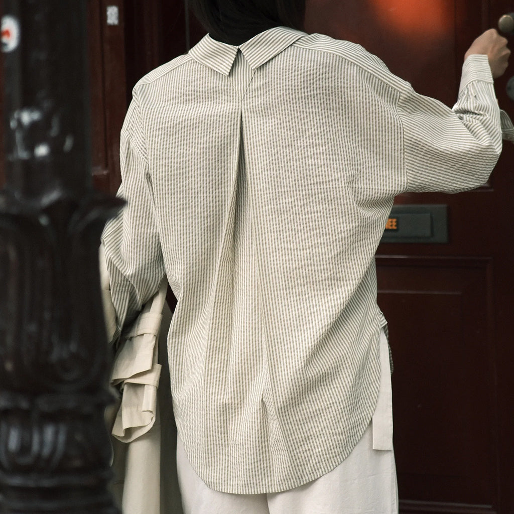 7115 By Szeki Woman Dolman Shirt Mustard Yellow Stripes