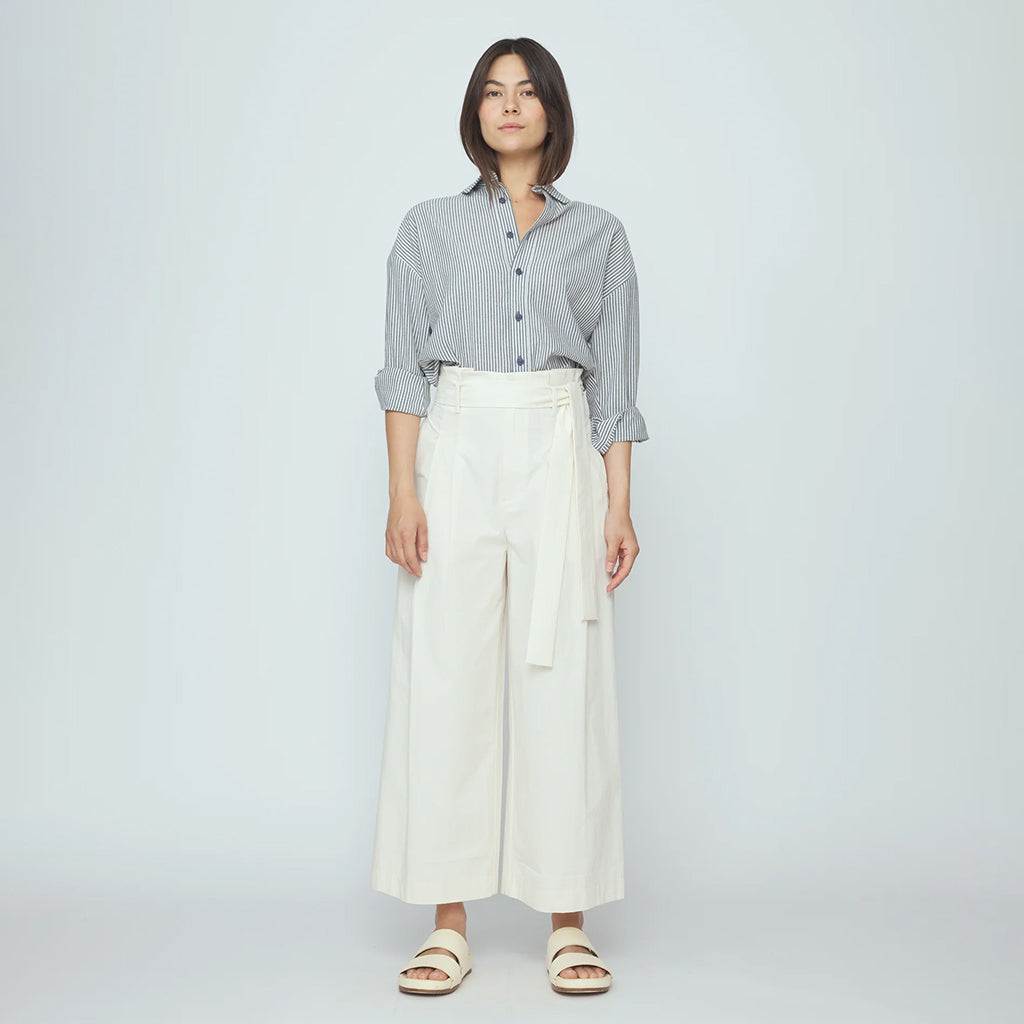 7115 By Szeki Woman Dolman Shirt Navy Blue Stripes