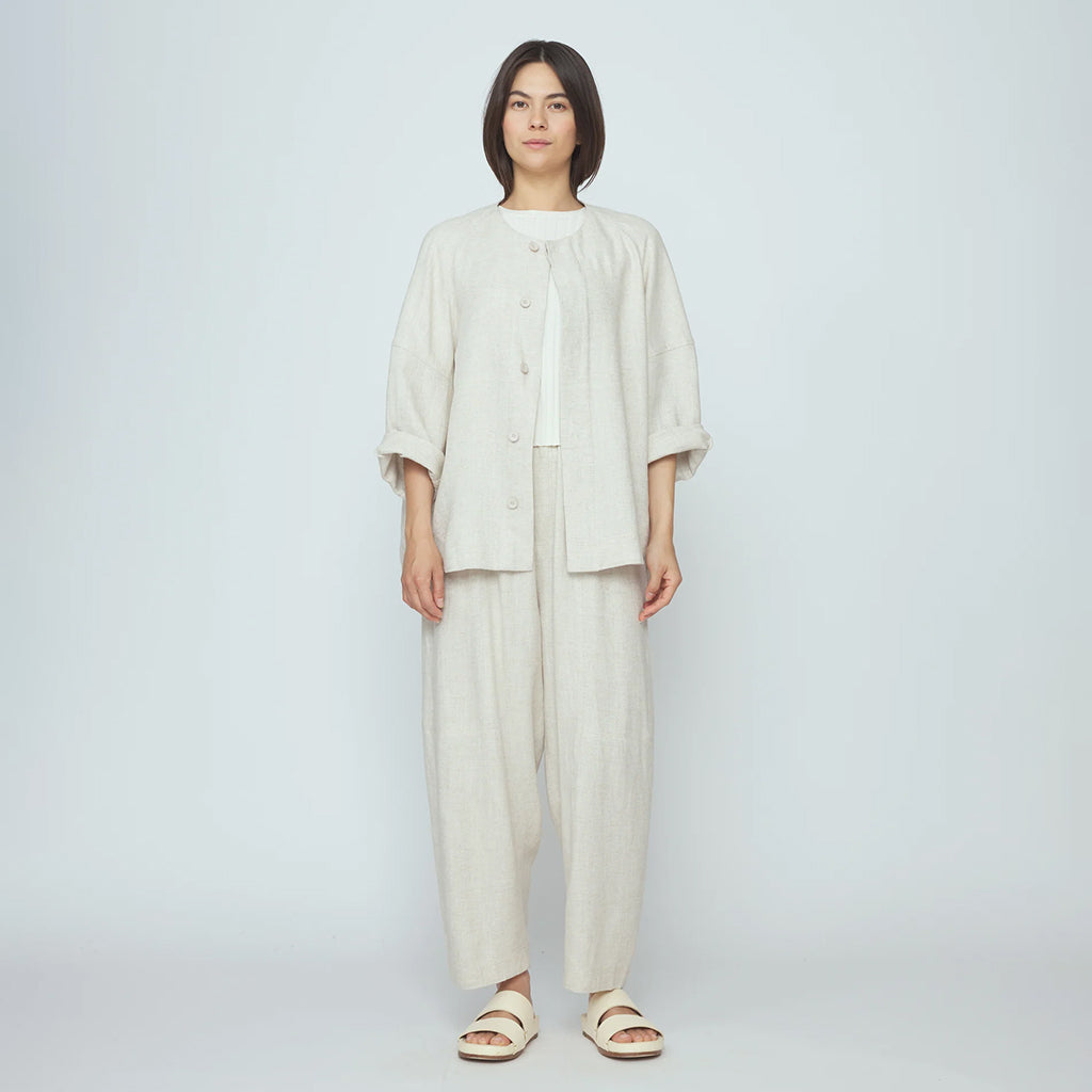 7115 By Szeki Woman Lantern Shirt Jacket Oatmeal Cream