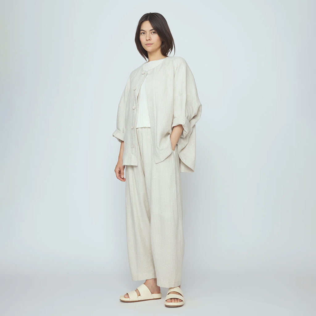 7115 By Szeki Woman Lantern Shirt Jacket Oatmeal Cream