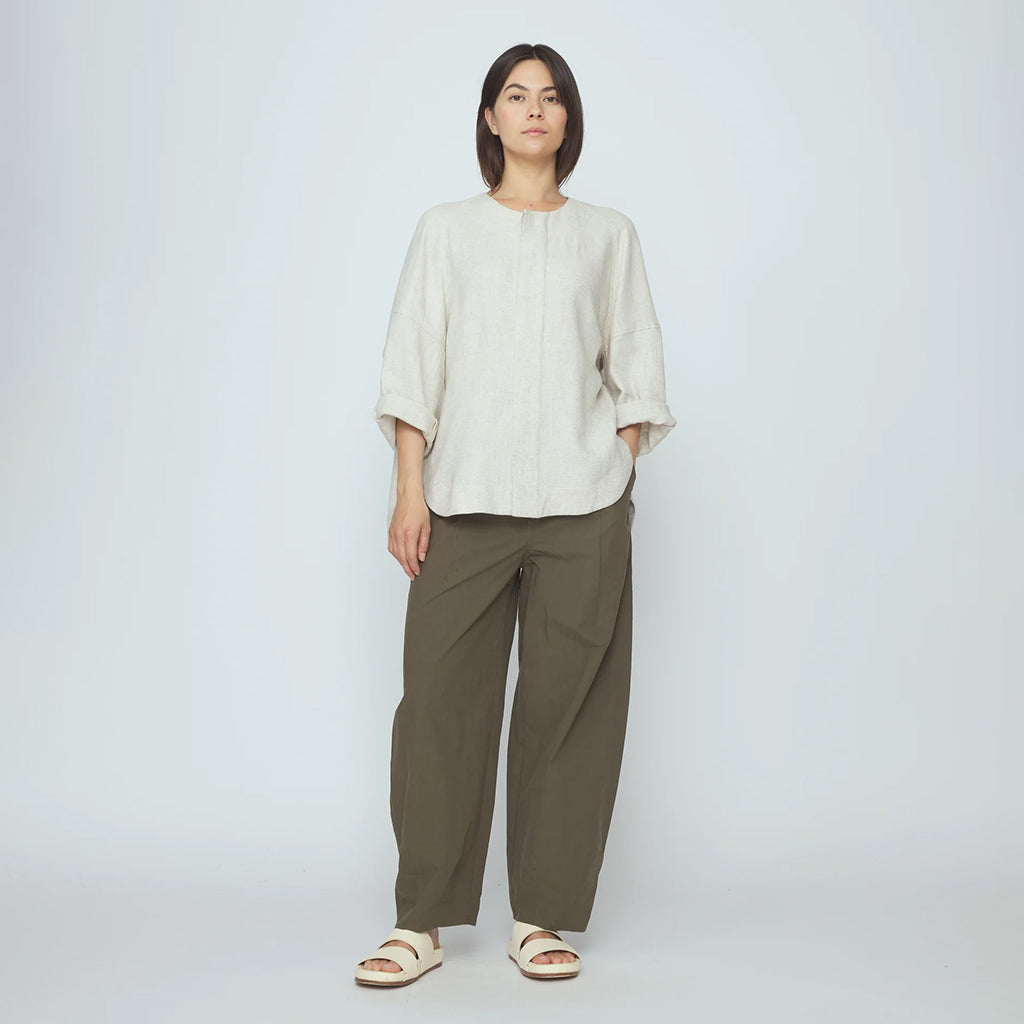 7115 By Szeki Woman Lantern Shirt Jacket Oatmeal Cream
