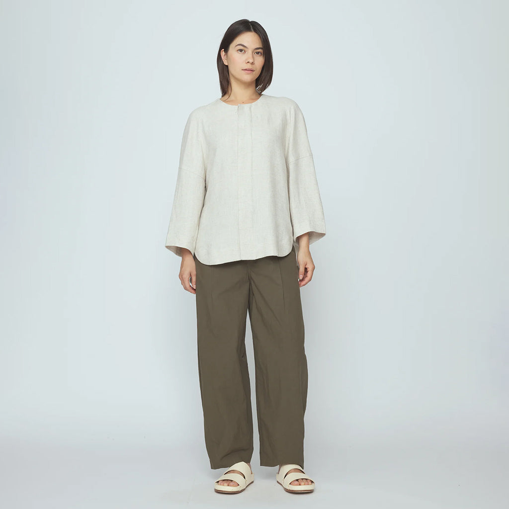 7115 By Szeki Woman Lantern Shirt Jacket Oatmeal Cream