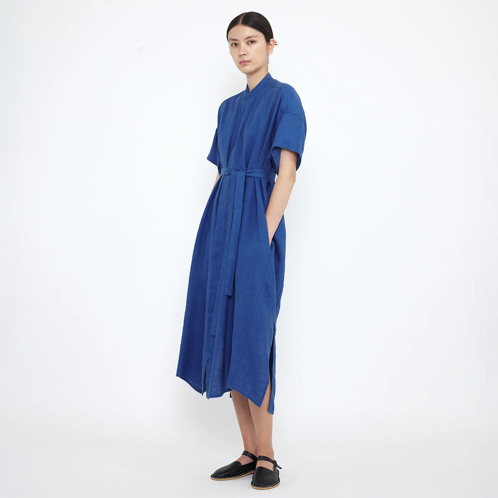 7115 By Szeki Woman Linen Shirt Dress Cobalt Blue