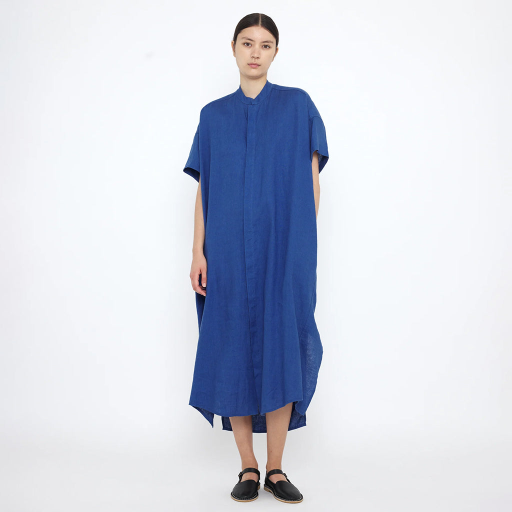 7115 By Szeki Woman Linen Shirt Dress Cobalt Blue