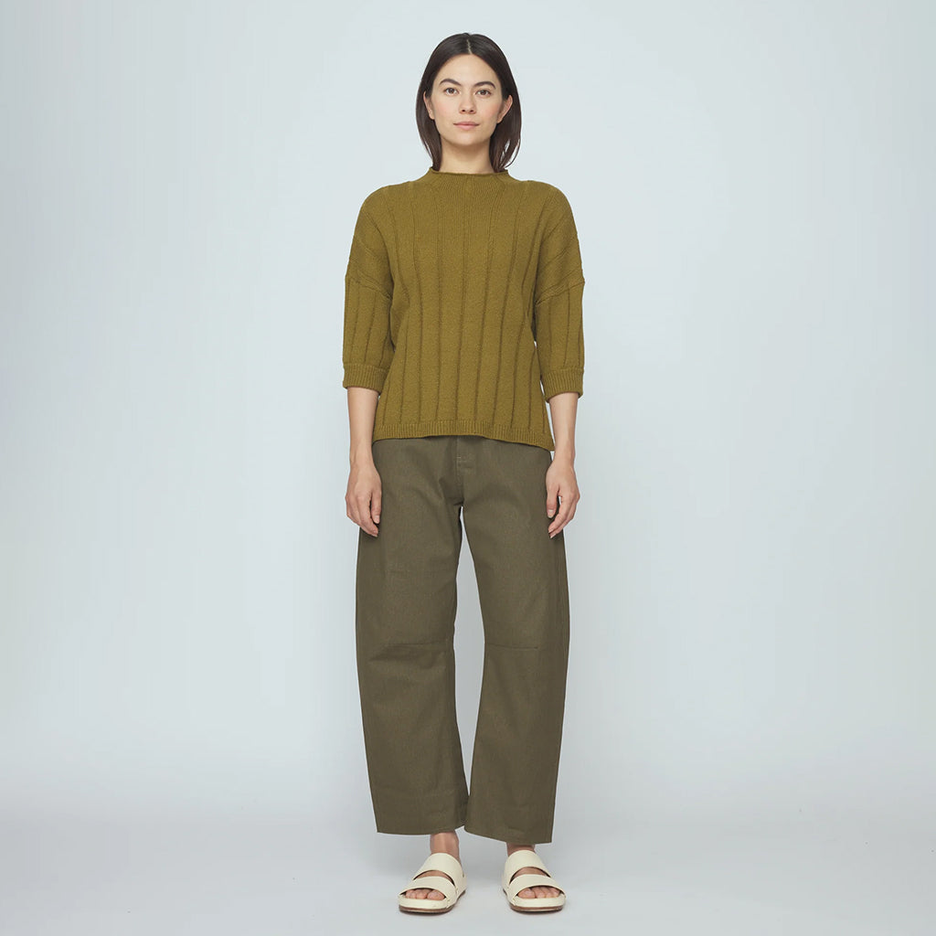 7115 By Szeki Woman Mid Poet Mockneck Sweater Kelp Green