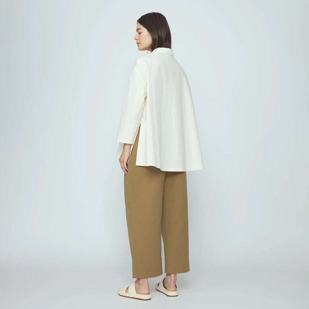 7115 By Szeki Woman Papery 3/4 Button Up Shirt Rice White