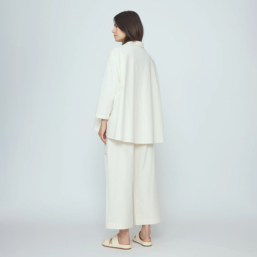 7115 By Szeki Woman Papery 3/4 Button Up Shirt Rice White
