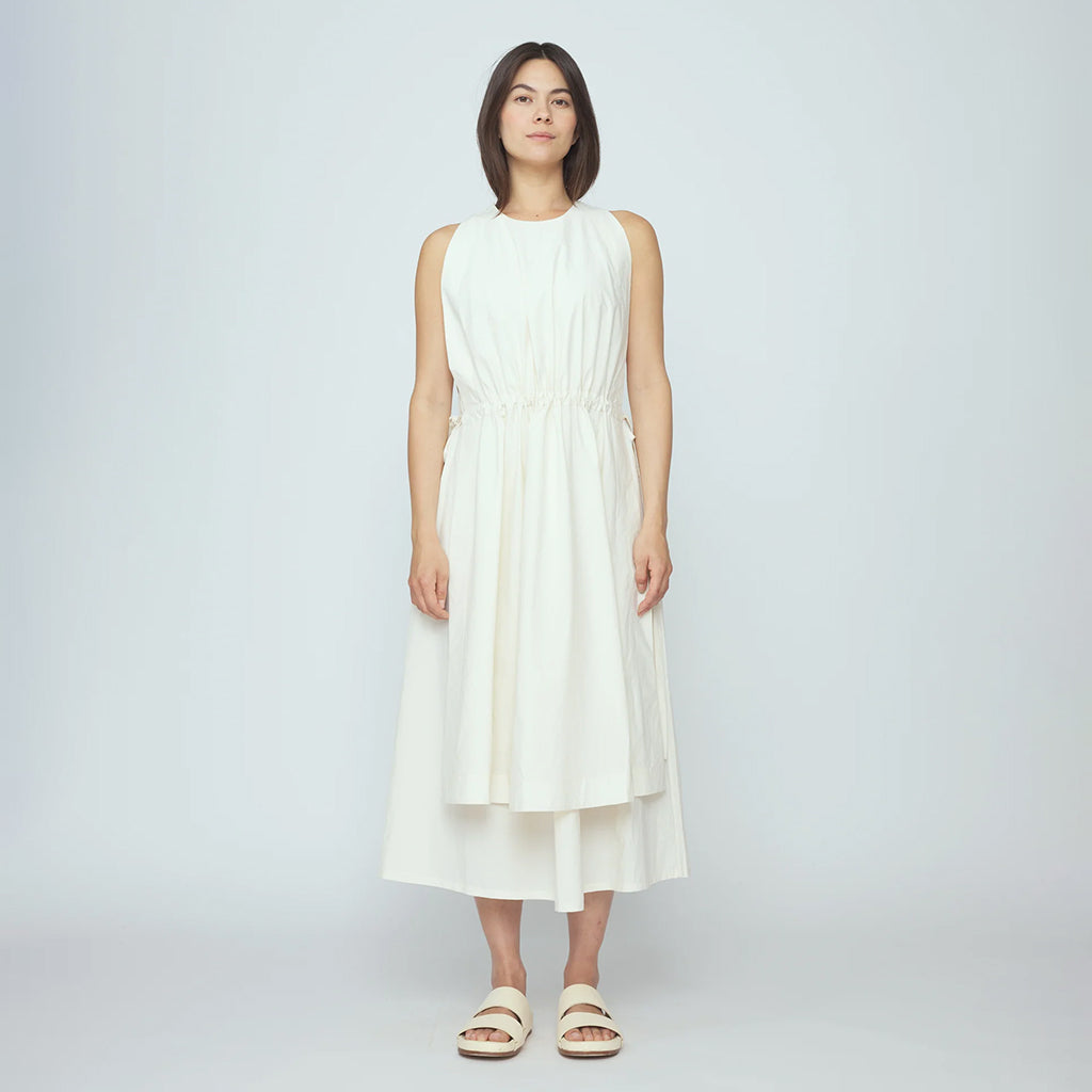 7115 By Szeki Woman Papery Layered Dress Rice White