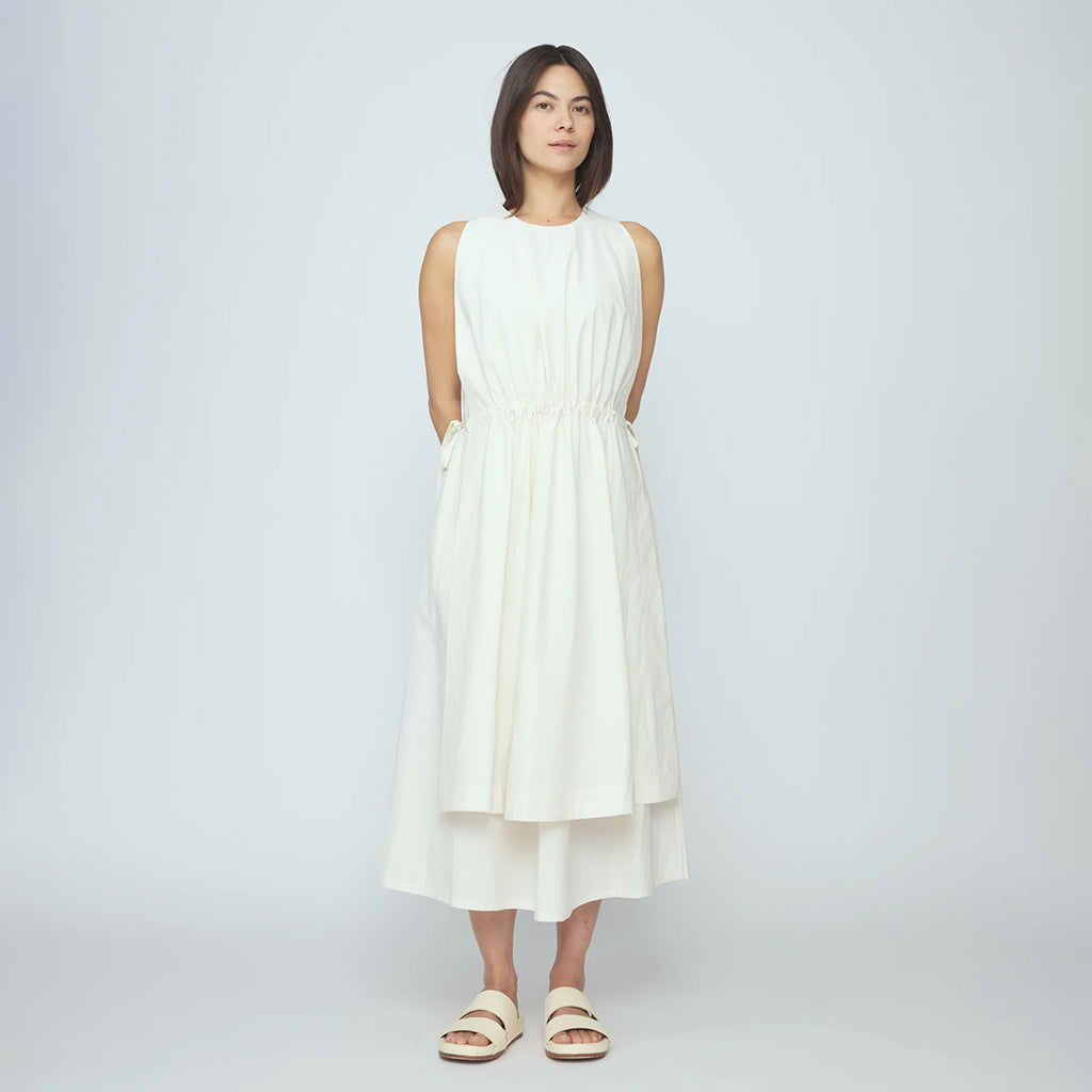 7115 By Szeki Woman Papery Layered Dress Rice White