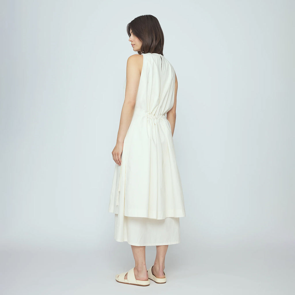 7115 By Szeki Woman Papery Layered Dress Rice White